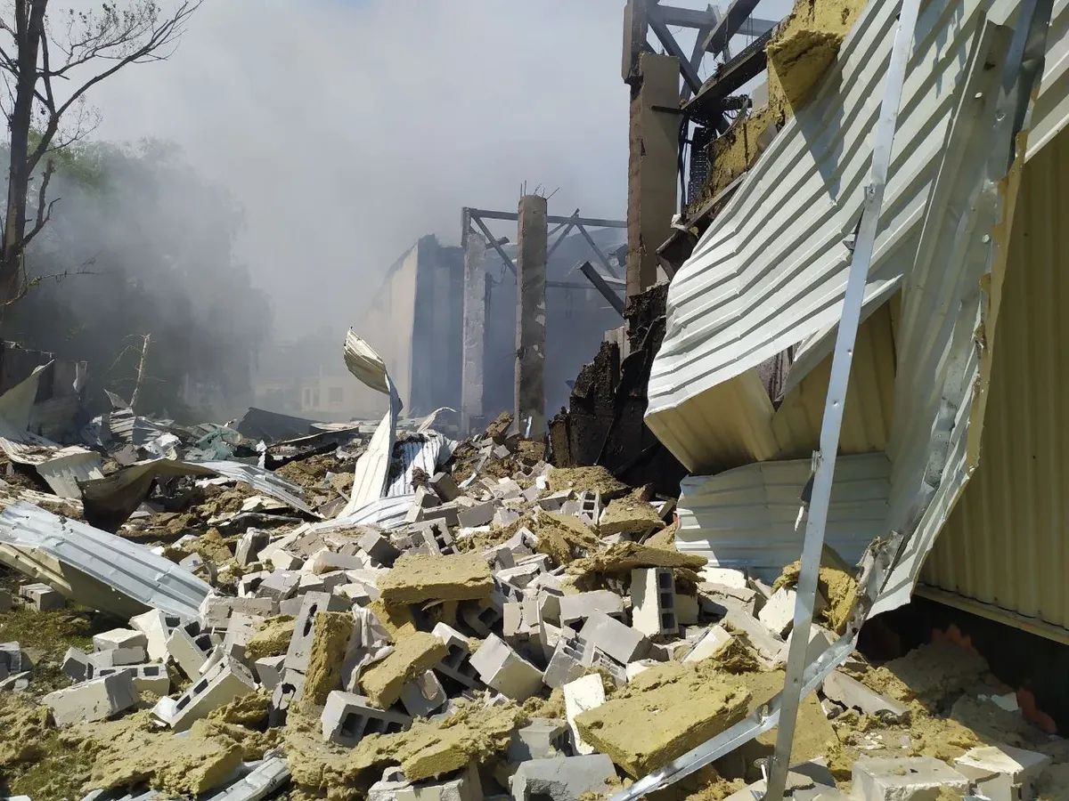 Aftermath of the missile strikes on Kharkiv. Photo: Volodymyr Zelensky’s Telegram channel