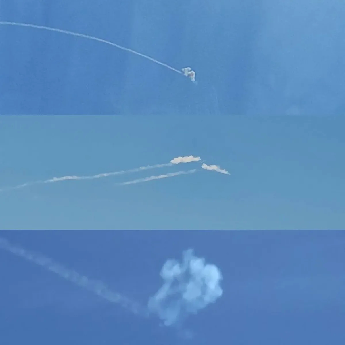 Следы от ракет в небе Одессы. Фото: Telegram