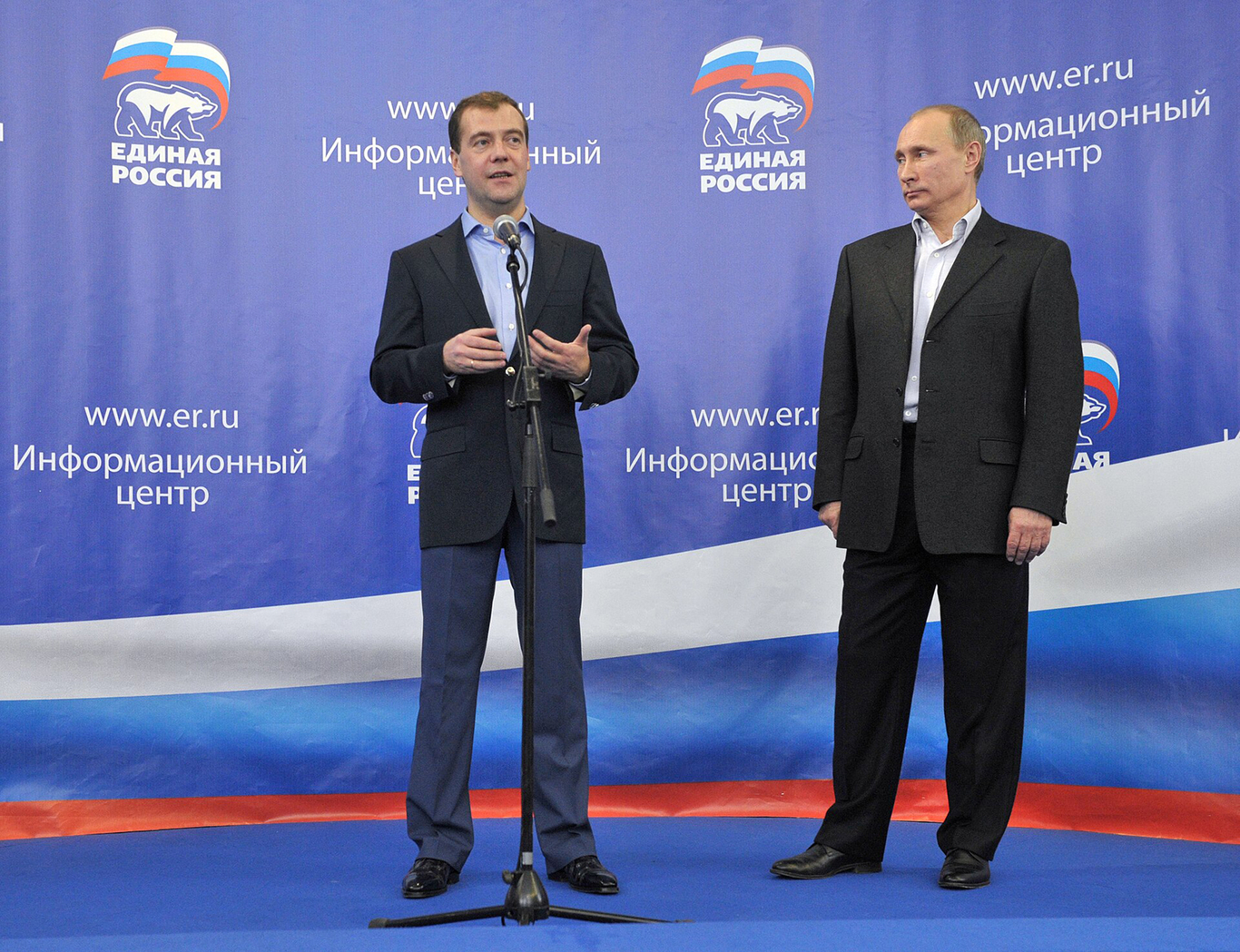 Дмитрий Медведев и Владимир Путин. 2011 год. Фото: Wikimedia